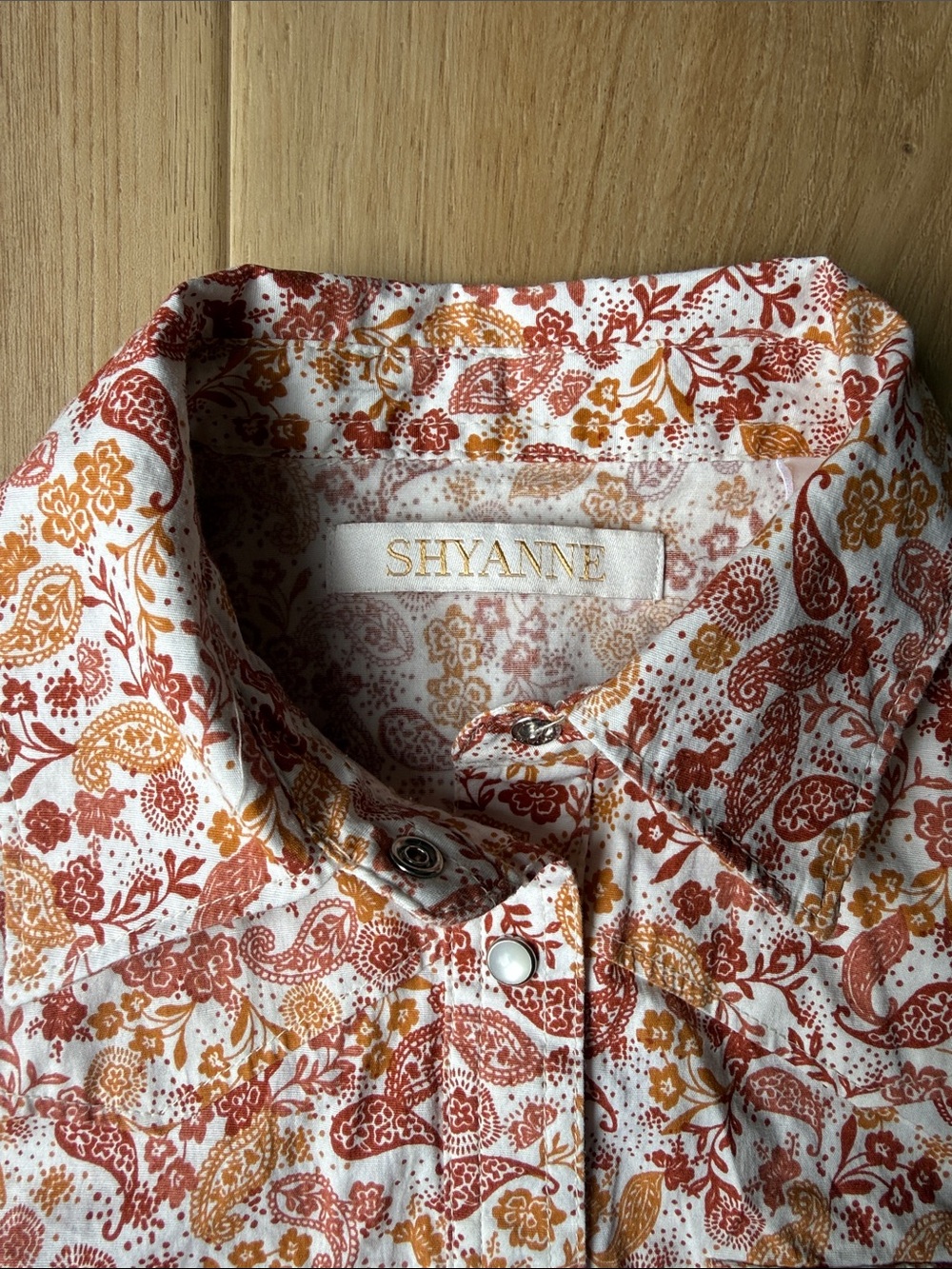 Shyanne Girls Rust and Mustard Paisley Snap Button-Up Western Shirt - Picture 2 of 5